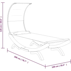 Hamak Antracyt 100 x 200 x 126 cm Drewno vidaXL