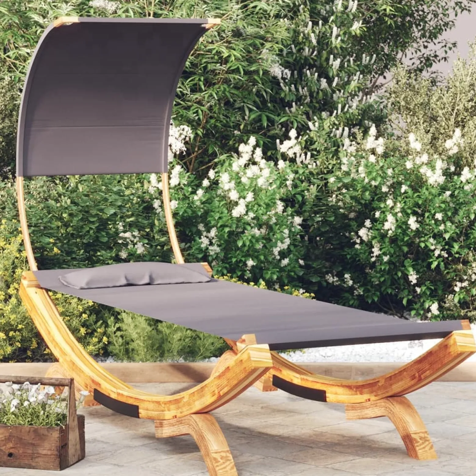 Hamak Antracyt 100 x 200 x 126 cm Drewno vidaXL