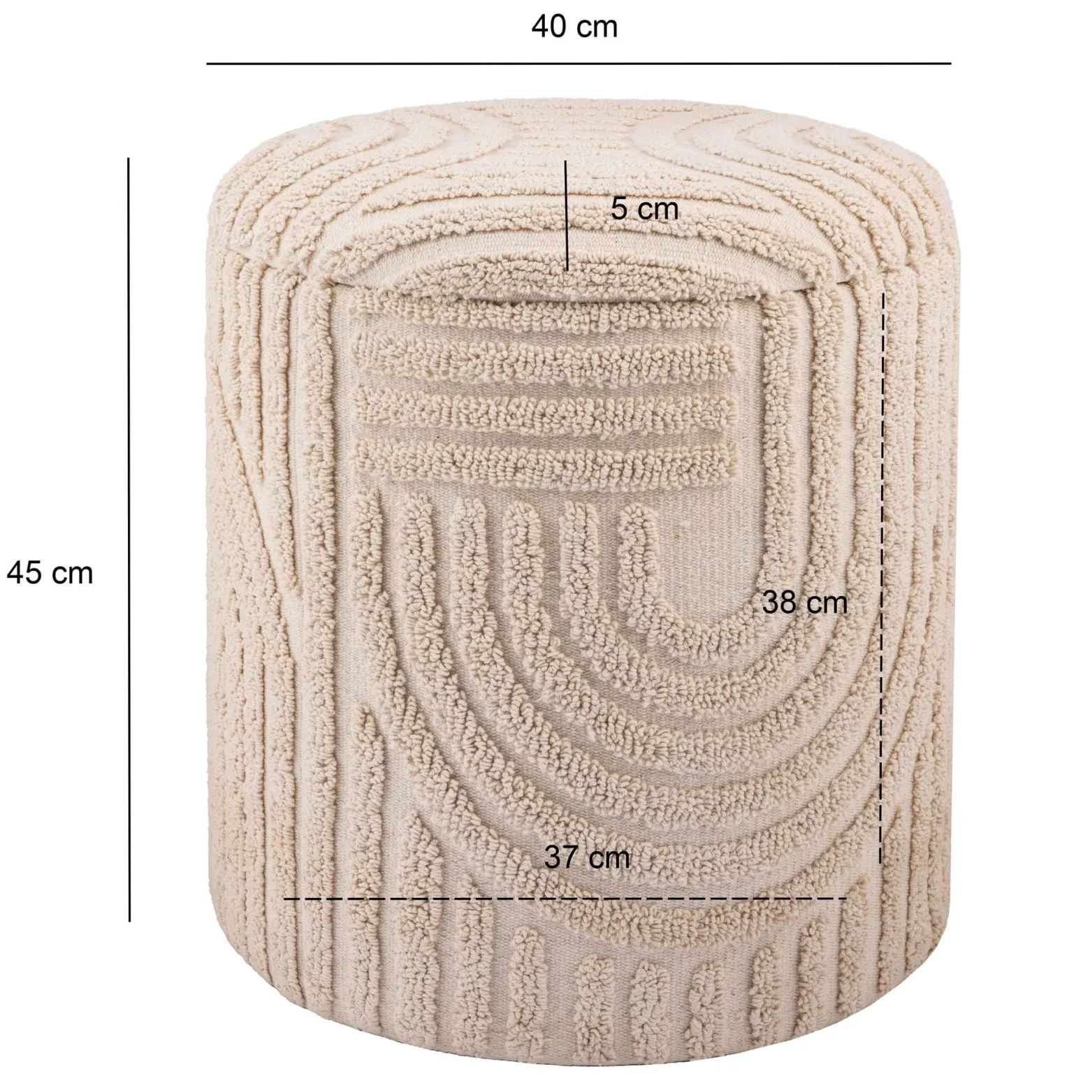 Hoker Dekoracyjny z Pojemnikiem Bawełna Ø40×45 cm Beżowy Boho Design