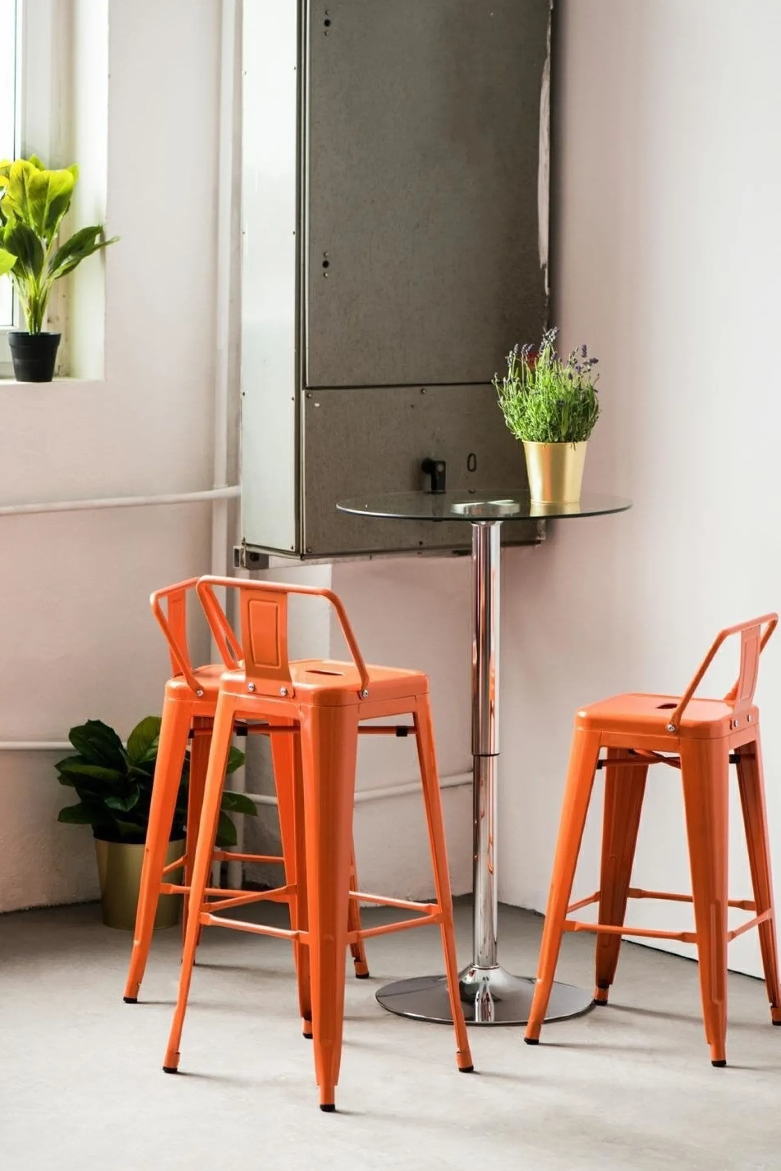 Hoker Paris Back short 66cm metaliczny insp. Tolix