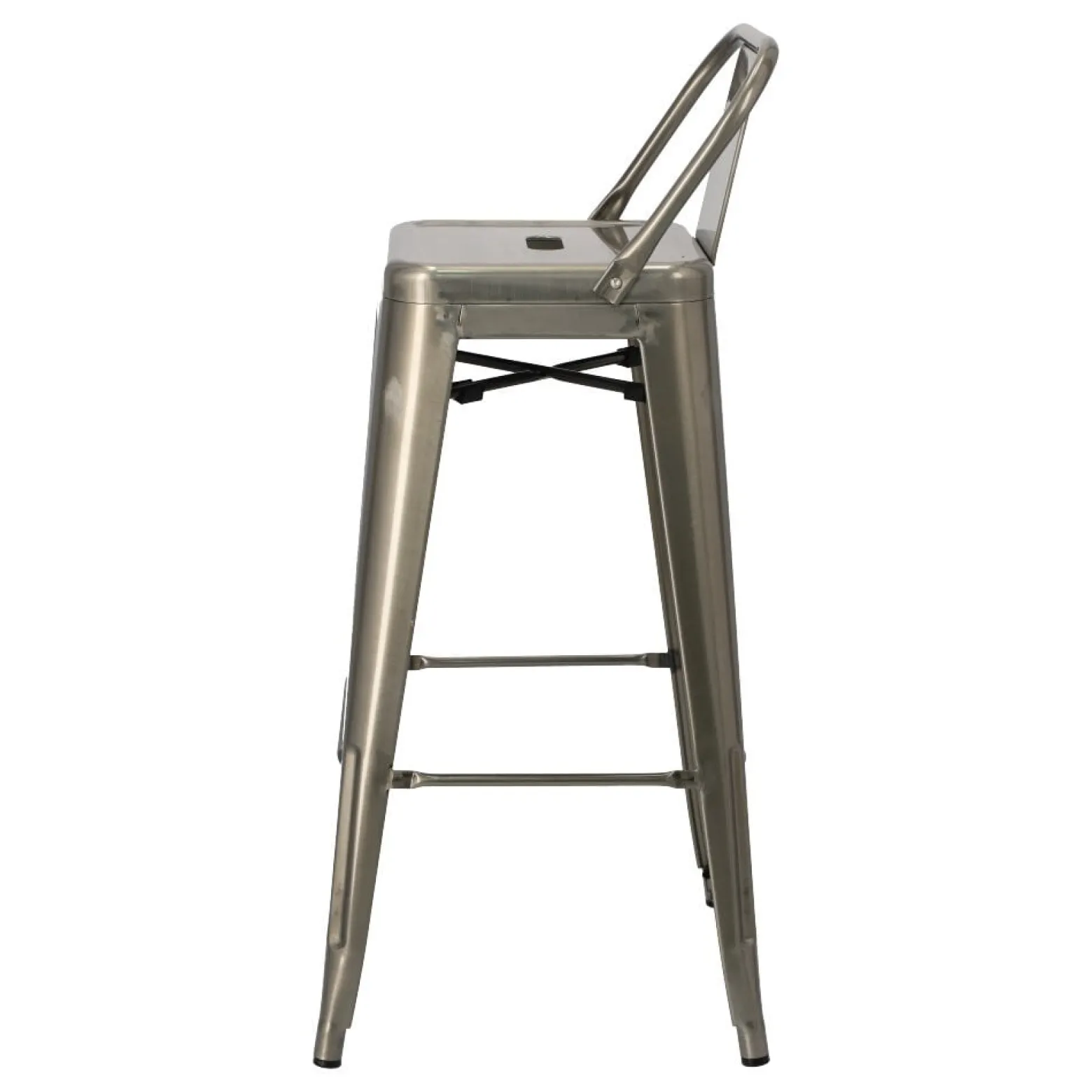 Hoker Paris Back Short 75cm metaliczny insp. Tolix