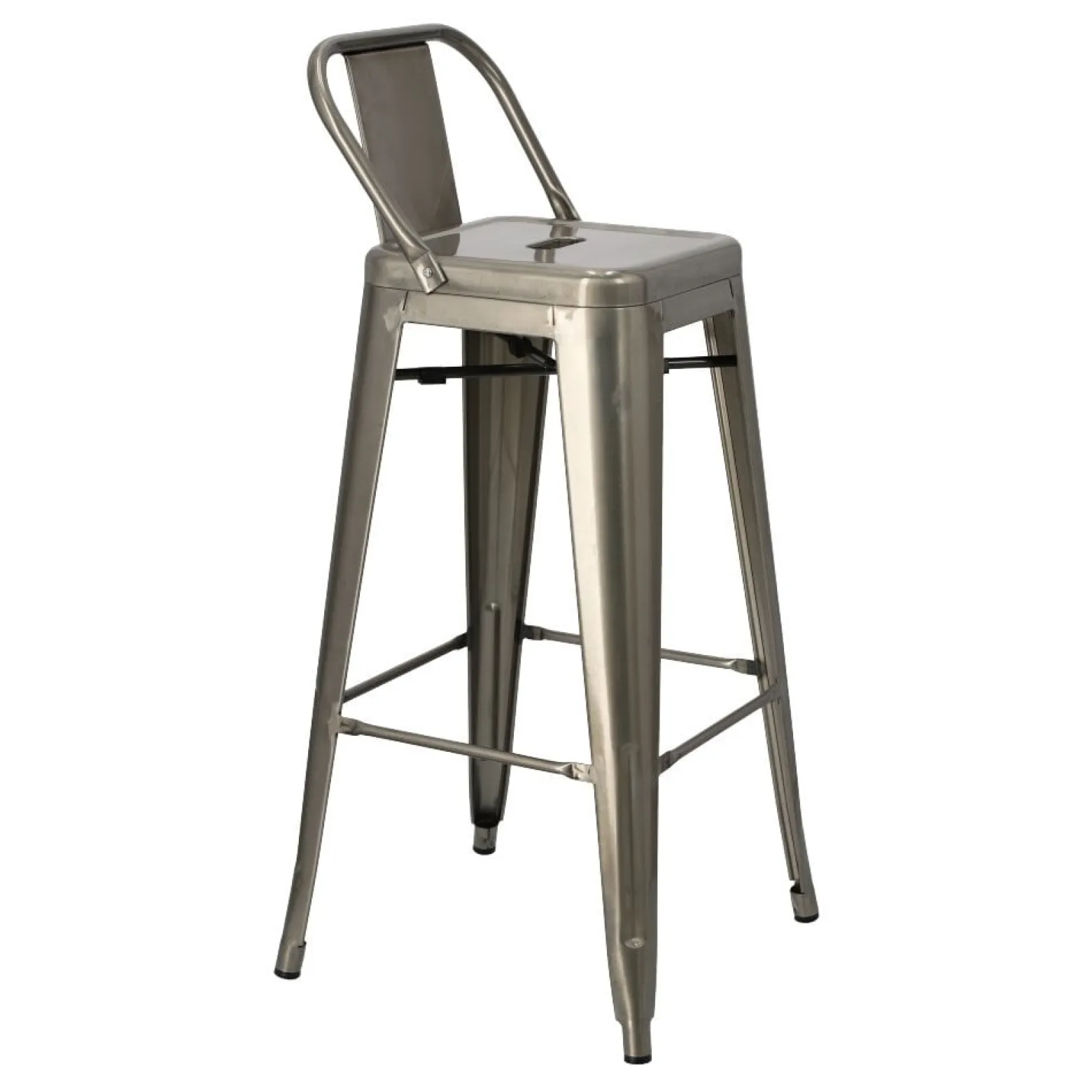 Hoker Paris Back Short 75cm metaliczny insp. Tolix