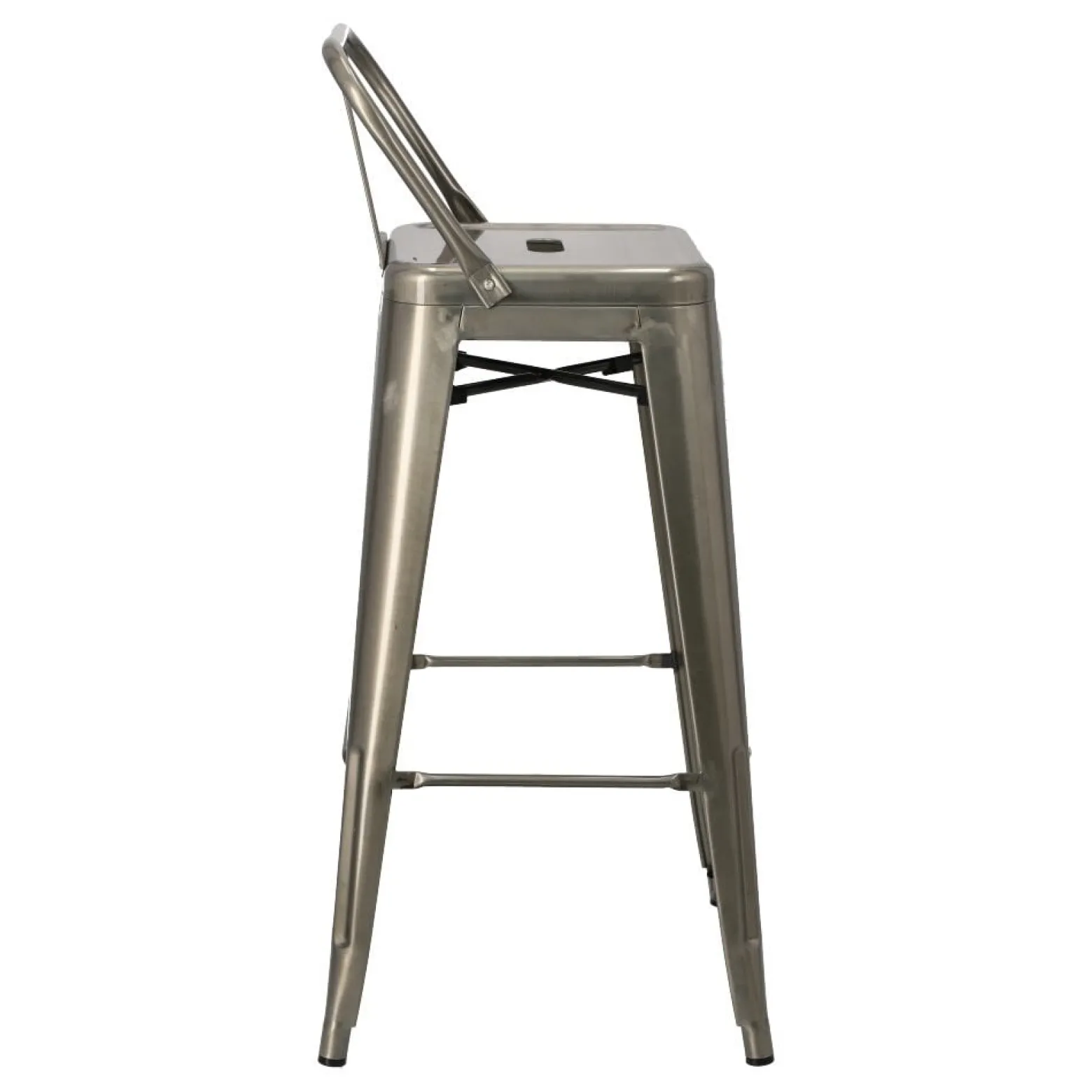 Hoker Paris Back Short 75cm metaliczny insp. Tolix