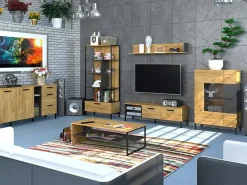 Industrialna witryna w kolorze dąb craft + antracyt - Avtica