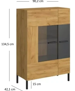 Industrialna witryna w kolorze dąb craft + antracyt - Avtica