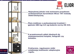 Industrialny otwarty regał czarny + dąb artisan - Sarvon