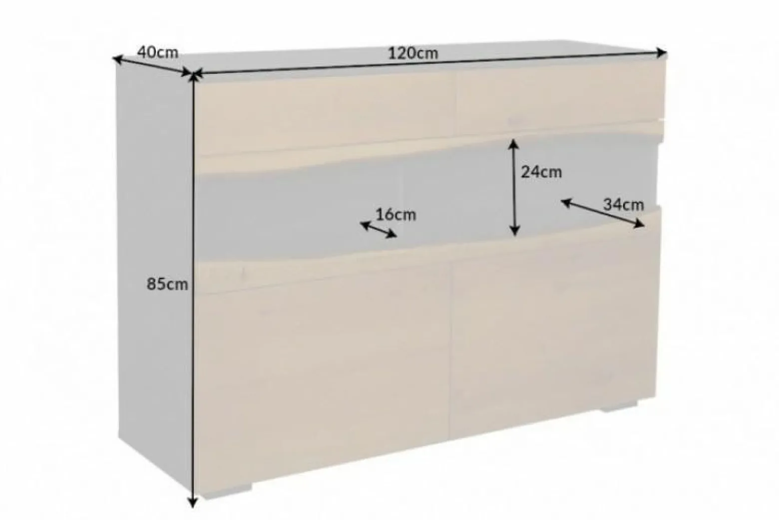 INVICTA komoda WILD OAK 120 cm szary dąb - drewno naturalne