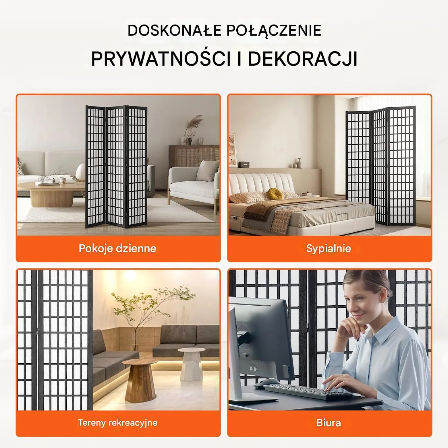 Japoński Parawan Pokojowy 3-panelowa przegroda dekoracyjna do domu i biura