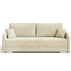 Jasnobeżowa sofa z funkcją spania i pojemnikiem GOJA boucle