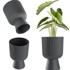 Kadax Doniczka Osłonka Plastikowa Gazon 18cm Szara
