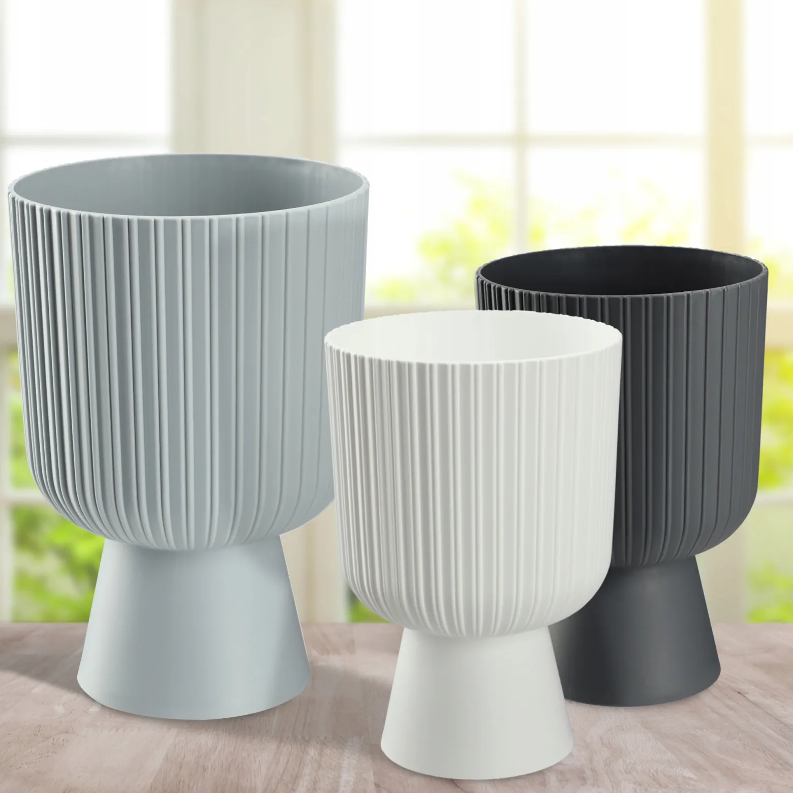 Kadax Doniczka Osłonka Plastikowa Gazon 18cm Szara