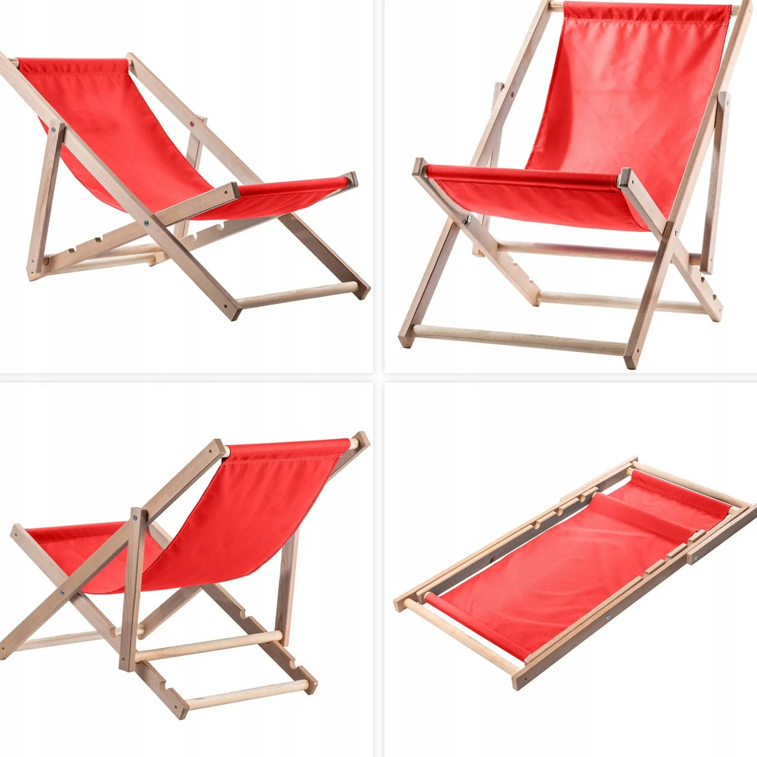 Kadax Leżak Ogrodowy Plażowy Drewniany Leżaki 2szt
