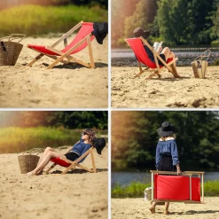 Kadax Leżak Ogrodowy Plażowy Drewniany Leżaki 2szt