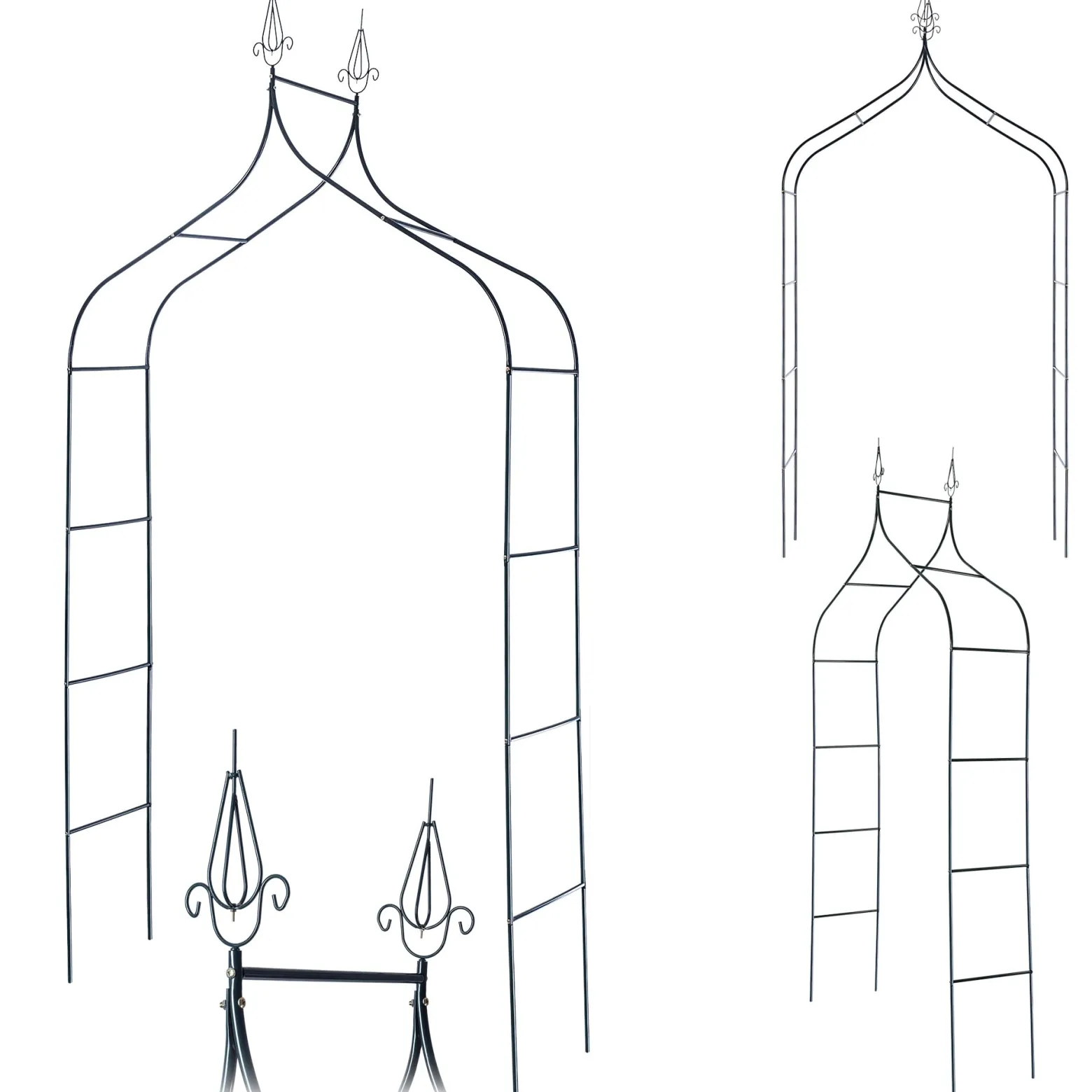 KADAX Pergola Ogrodowa Metalowa 255cm Łuk Kwiaty Na Podpora