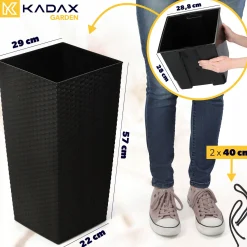 Kadax Donica Doniczka Wkład 29x57cm Wysoka Czarna