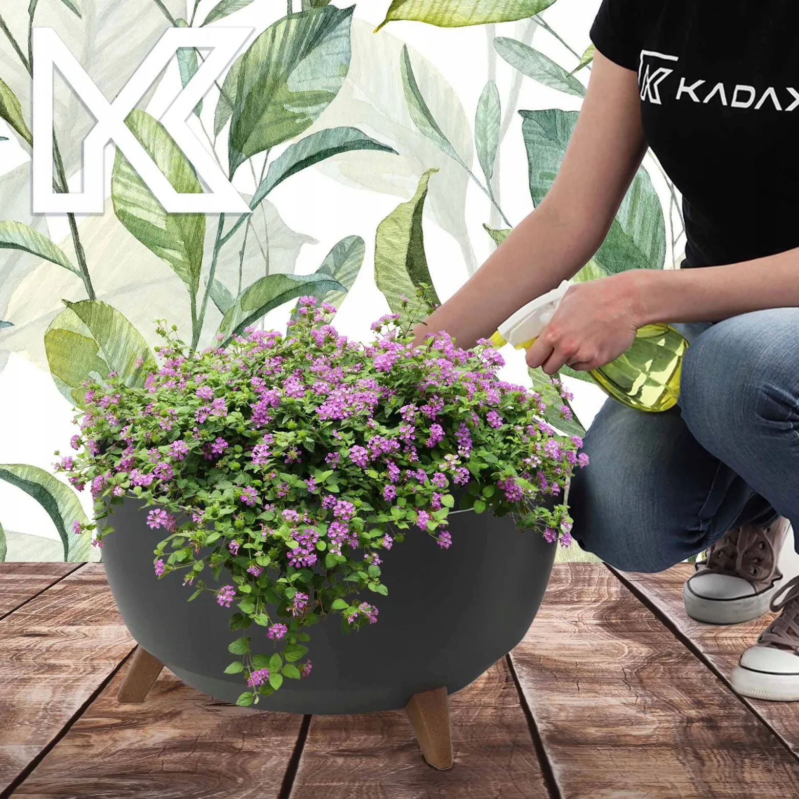 Kadax Doniczka Donica 47cm Wkład Osłonka Antracyt