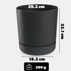 Kadax Doniczka Donica z Podstawką 20cm Antracyt