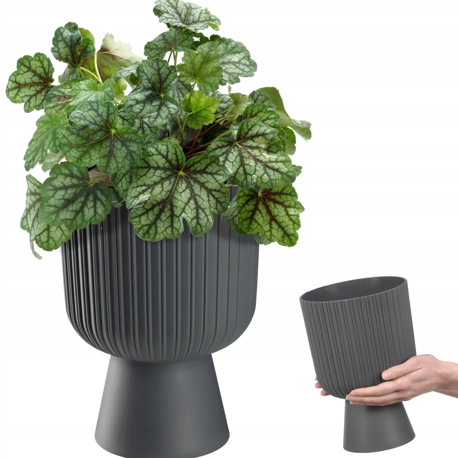Kadax Doniczka Osłonka Plastikowa Gazon 18cm Szara