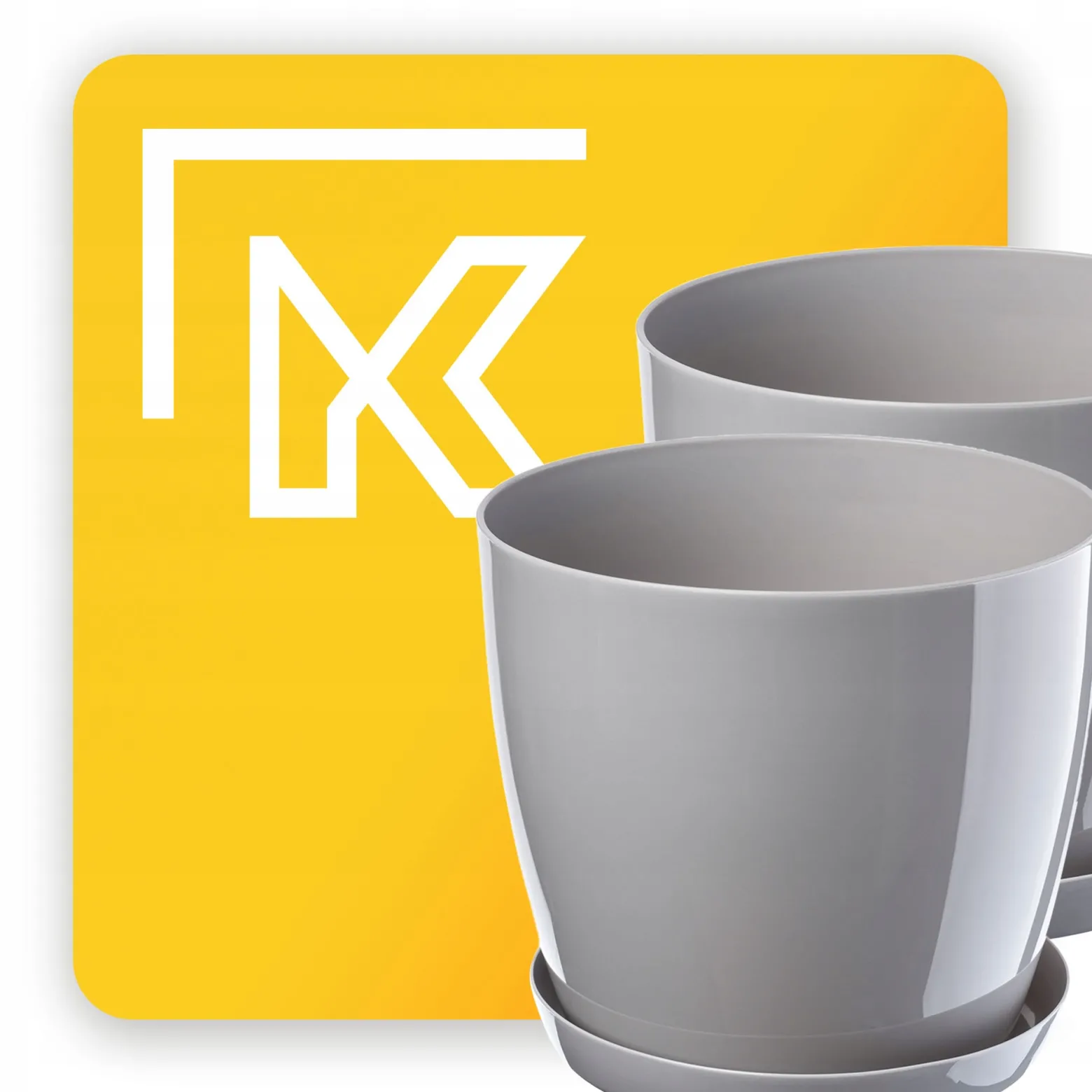 Kadax Doniczka z Podstawką Szara Zestaw 23+28cm