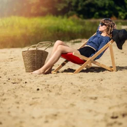 Kadax Leżak Ogrodowy Plażowy Drewniany Leżaki 2szt