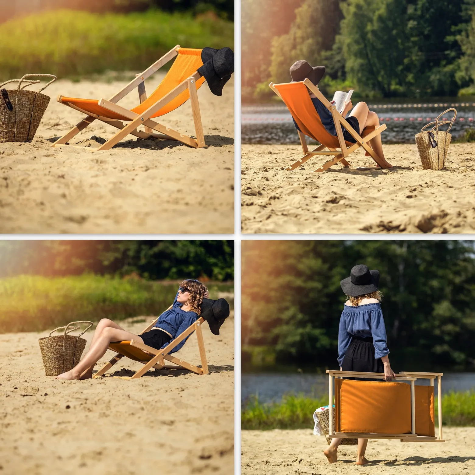 Kadax Leżak Ogrodowy Plażowy Drewniany Leżaki 2szt