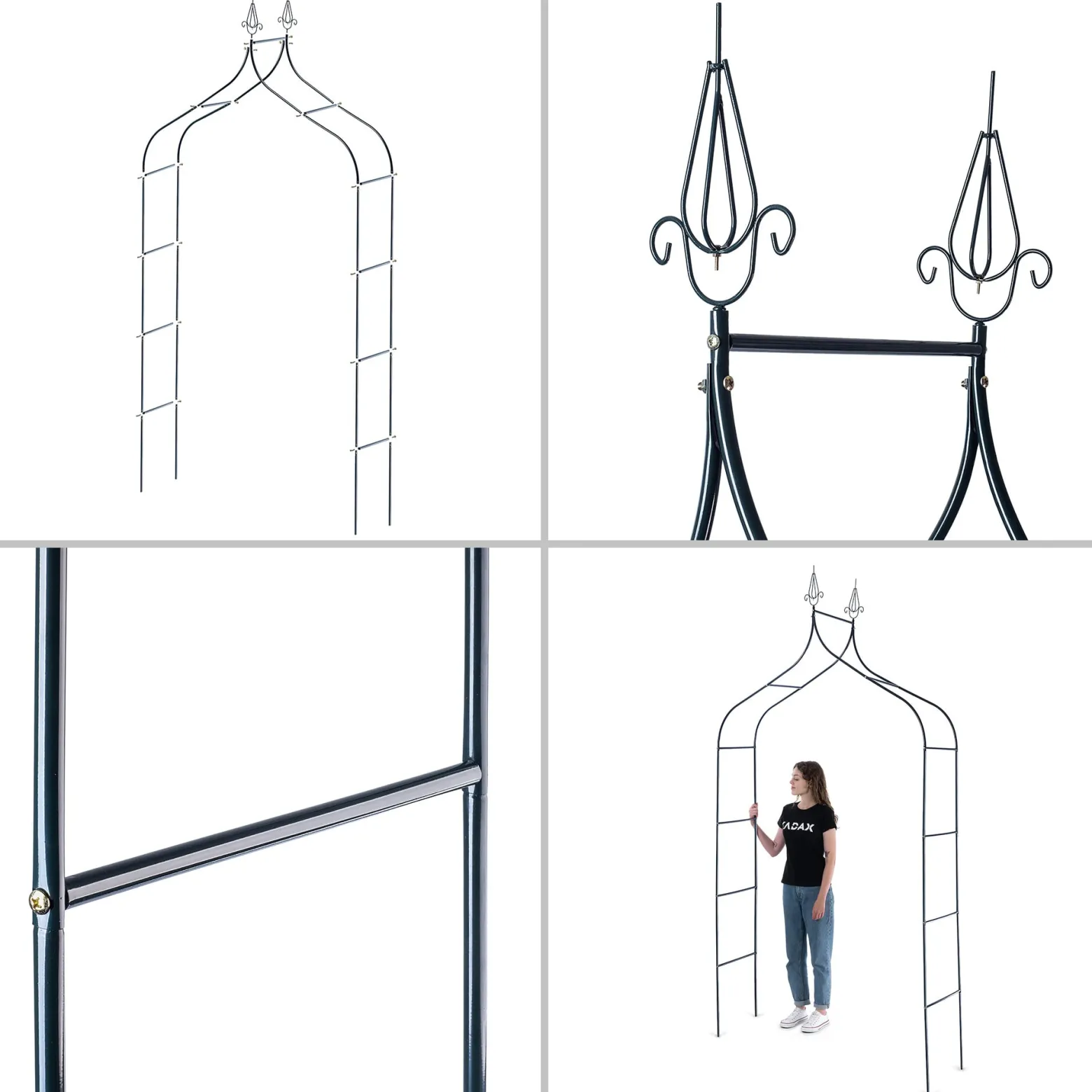 KADAX Pergola Ogrodowa Metalowa 255cm Łuk Kwiaty Na Podpora