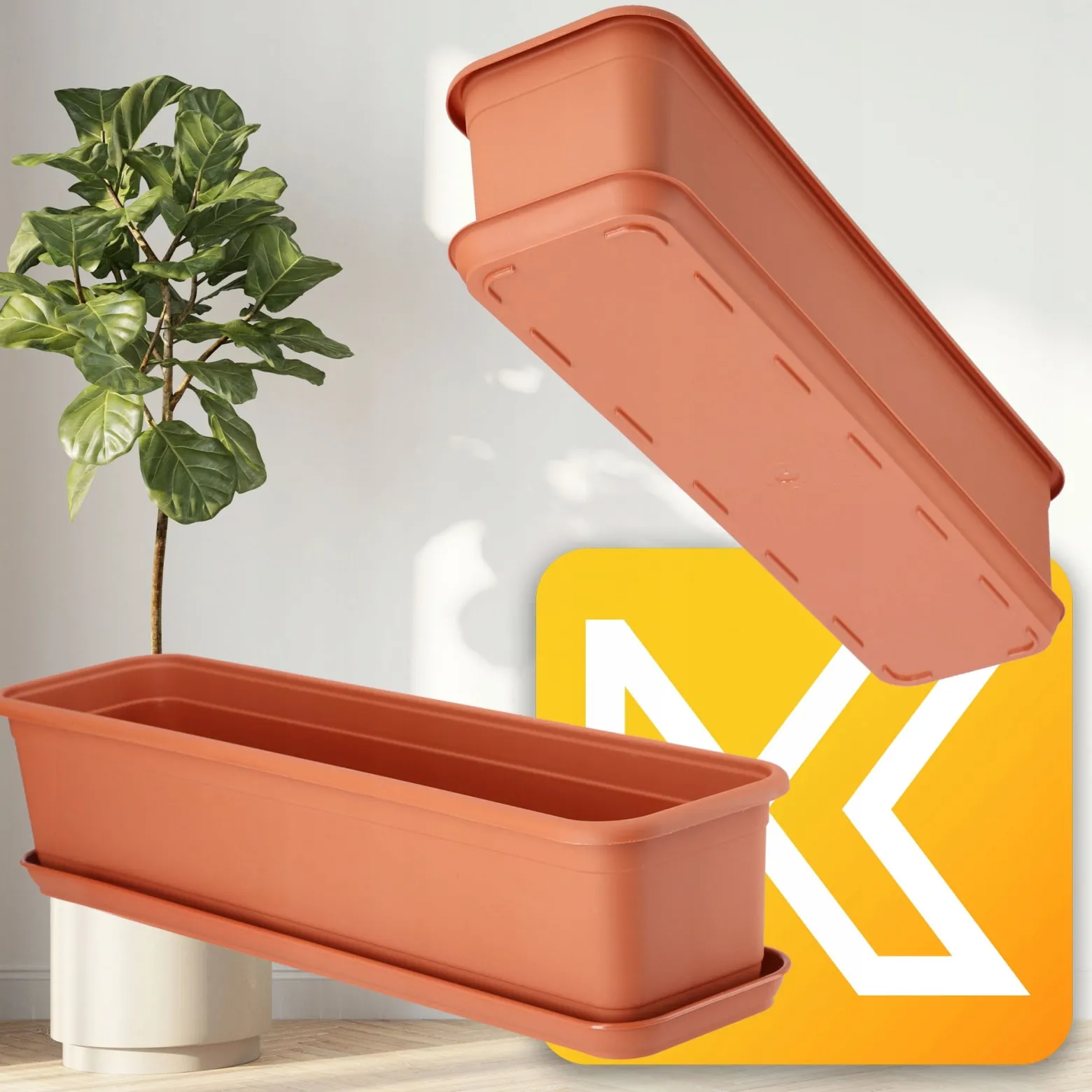 Kadax Skrzynka Balkonowa Doniczka 60cm z Uchwytami