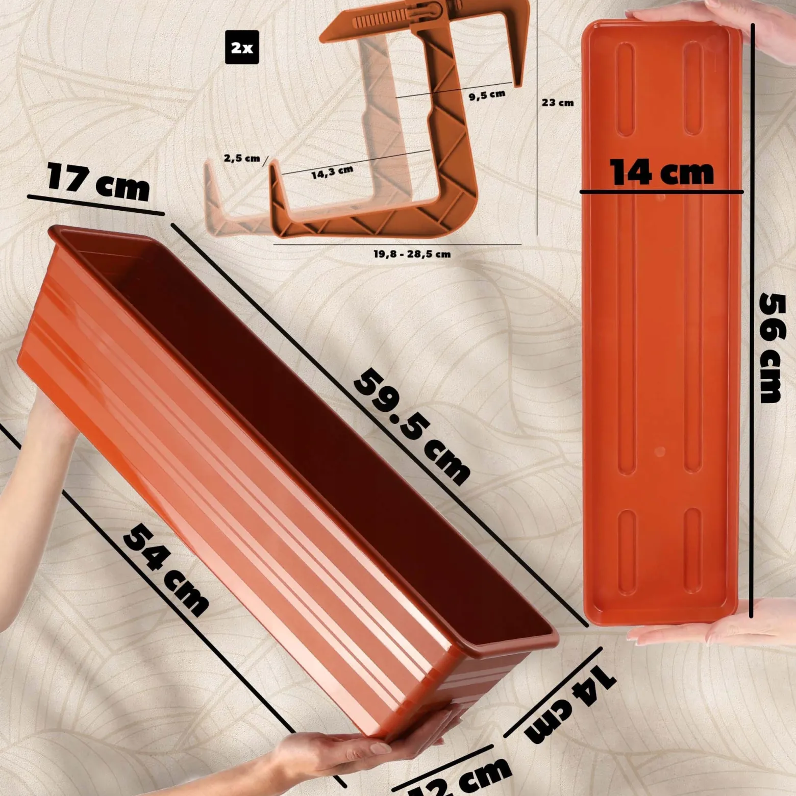 KADAX Skrzynka Balkonowa Doniczka Z Uchwytami 60cm