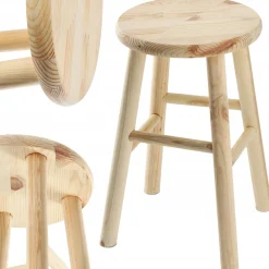Kadax Taboret Drewniany Stołek Krzesło 46cm 4szt