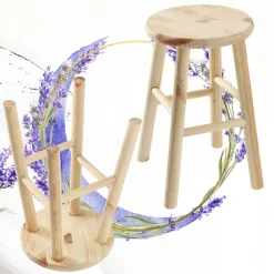 Kadax Taboret Drewniany Stołek Krzesło 46cm 4szt