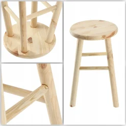 Kadax Taboret Drewniany Stołek Krzesło 46cm 4szt