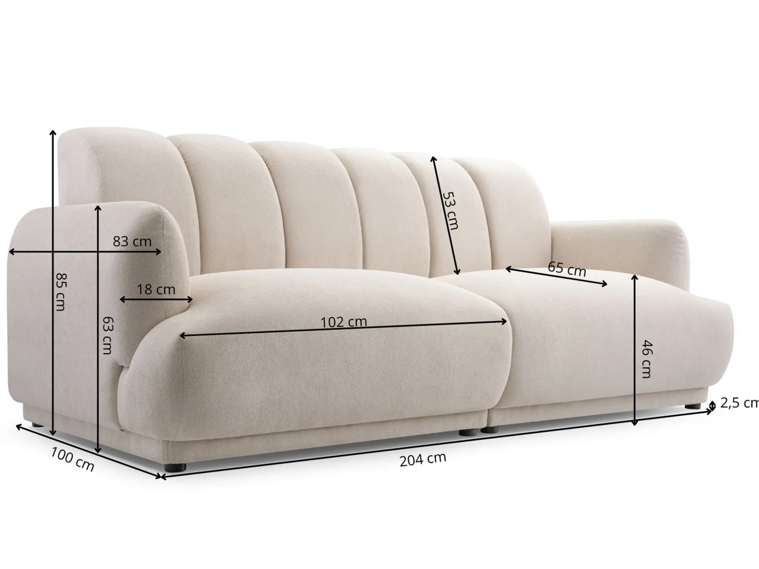 Kanapa Velora 204 cm – miękka i komfortowa, Gerra 80