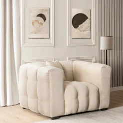 Kanapa Sofa Glamour Jednoosobowa Do Salonu Wygodna Kremowa MODERNO 1S