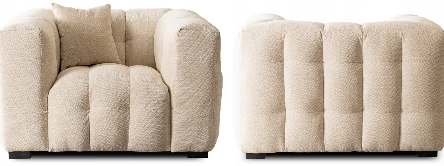 Kanapa Sofa Glamour Jednoosobowa Do Salonu Wygodna Kremowa MODERNO 1S