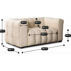 Kanapa Sofa Glamour 2 Osobowa Do Salonu Wygodna Kremowa MODERNO 2S
