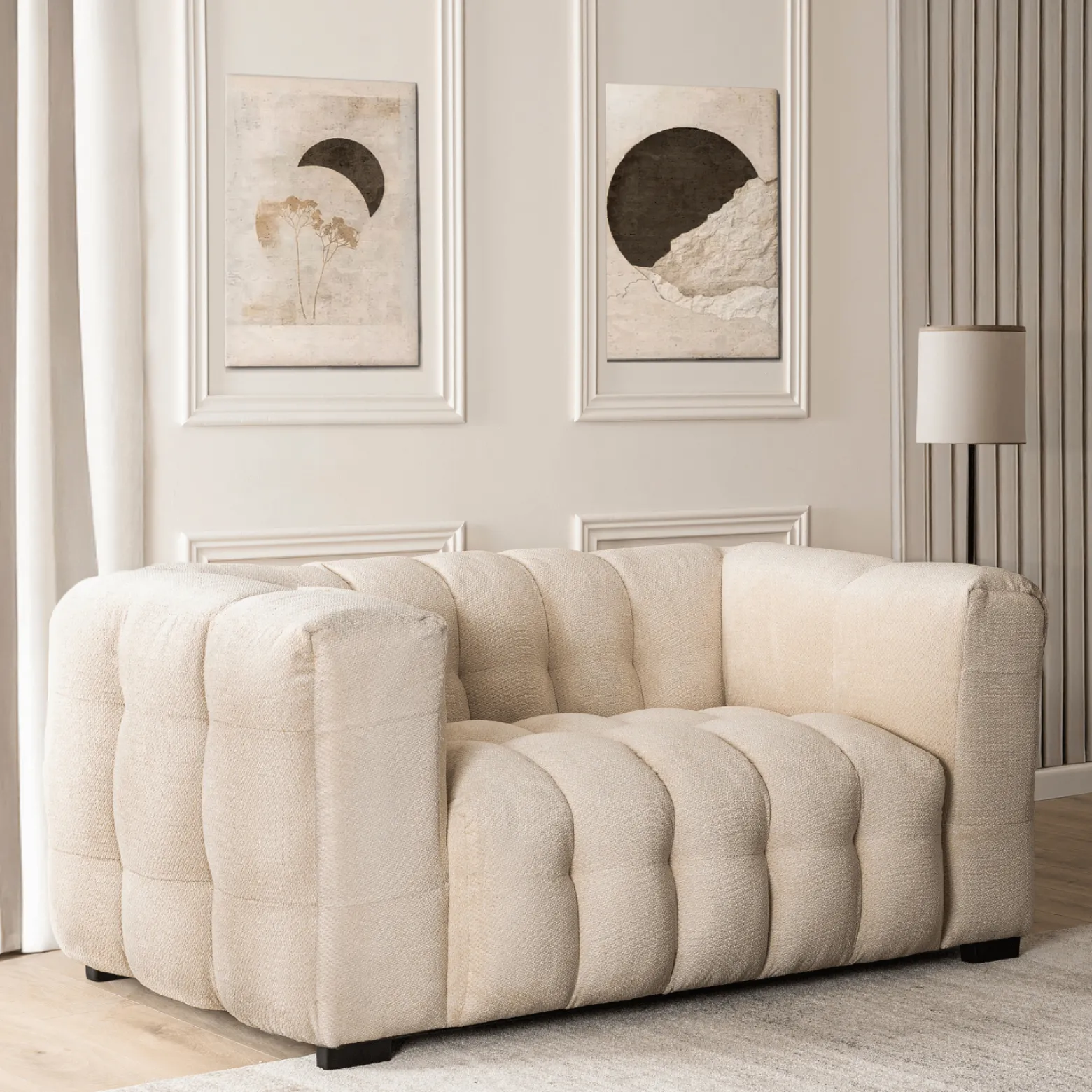 Kanapa Sofa Glamour 2 Osobowa Do Salonu Wygodna Kremowa MODERNO 2S