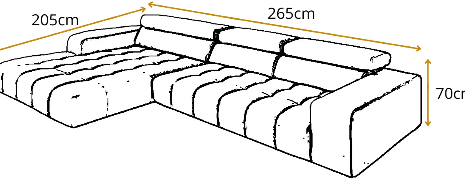 Kanapa Sofa Narożna Narożnik Barbados Regulowane Zagłówki Brązowy Lewy