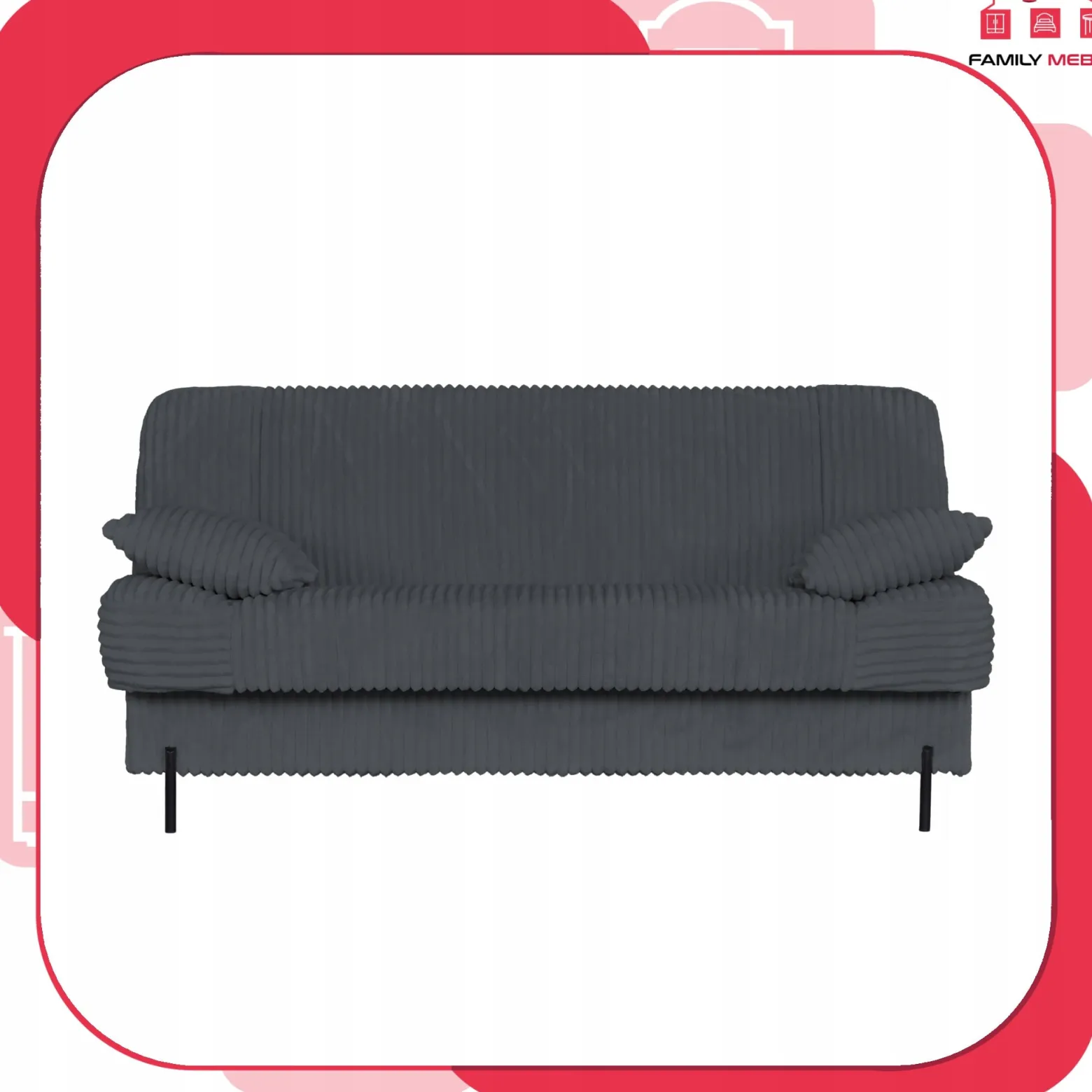 Kanapa sofa Sara rozkładana wersalka do spania Rene Family meble ciem szara