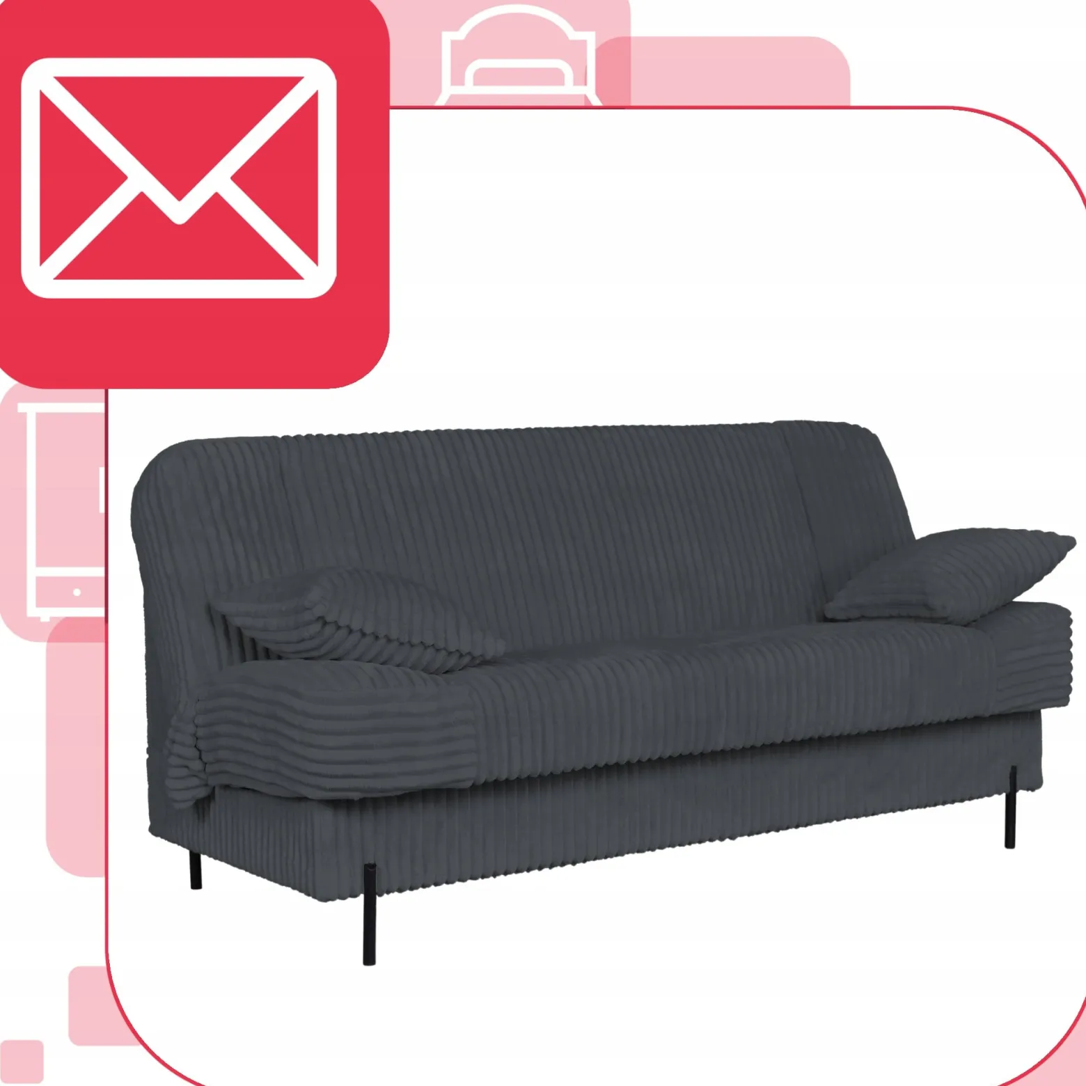Kanapa sofa Sara rozkładana wersalka do spania Rene Family meble ciem szara