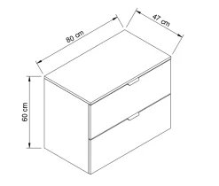 Kaszmirowa Szafka Łazienkowa z Blatem 80cm 2 Szuflady Orio