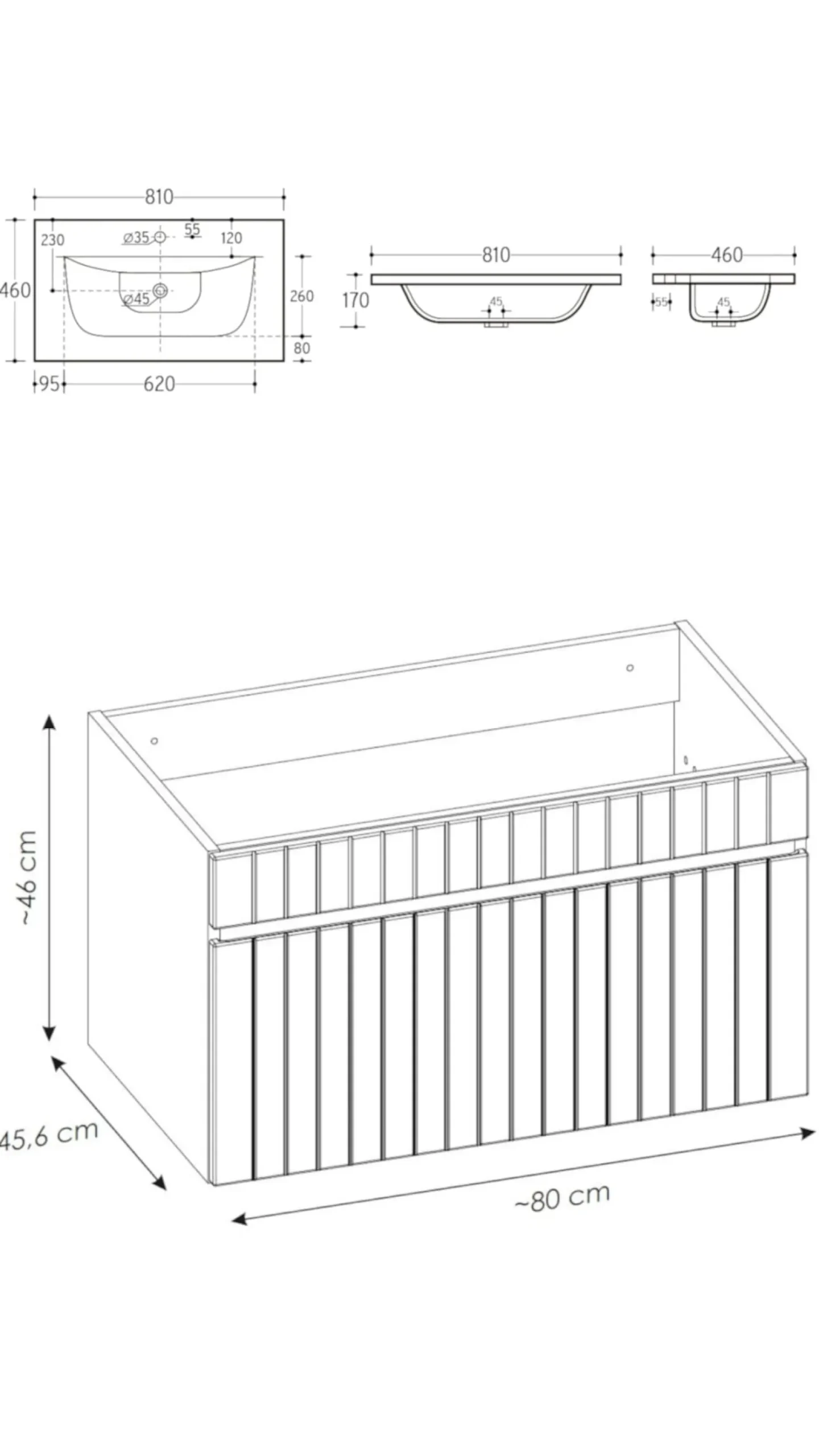 KASZMIROWA Szafka Łazienkowa z UMYWALKĄ 80 cm
