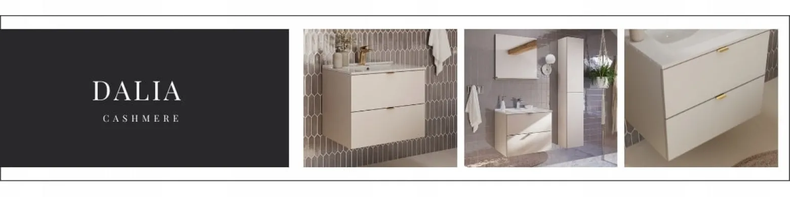 Kaszmirowe meble łazienkowe szafka DALIA CASHMERE z blatem 120 i słupkami