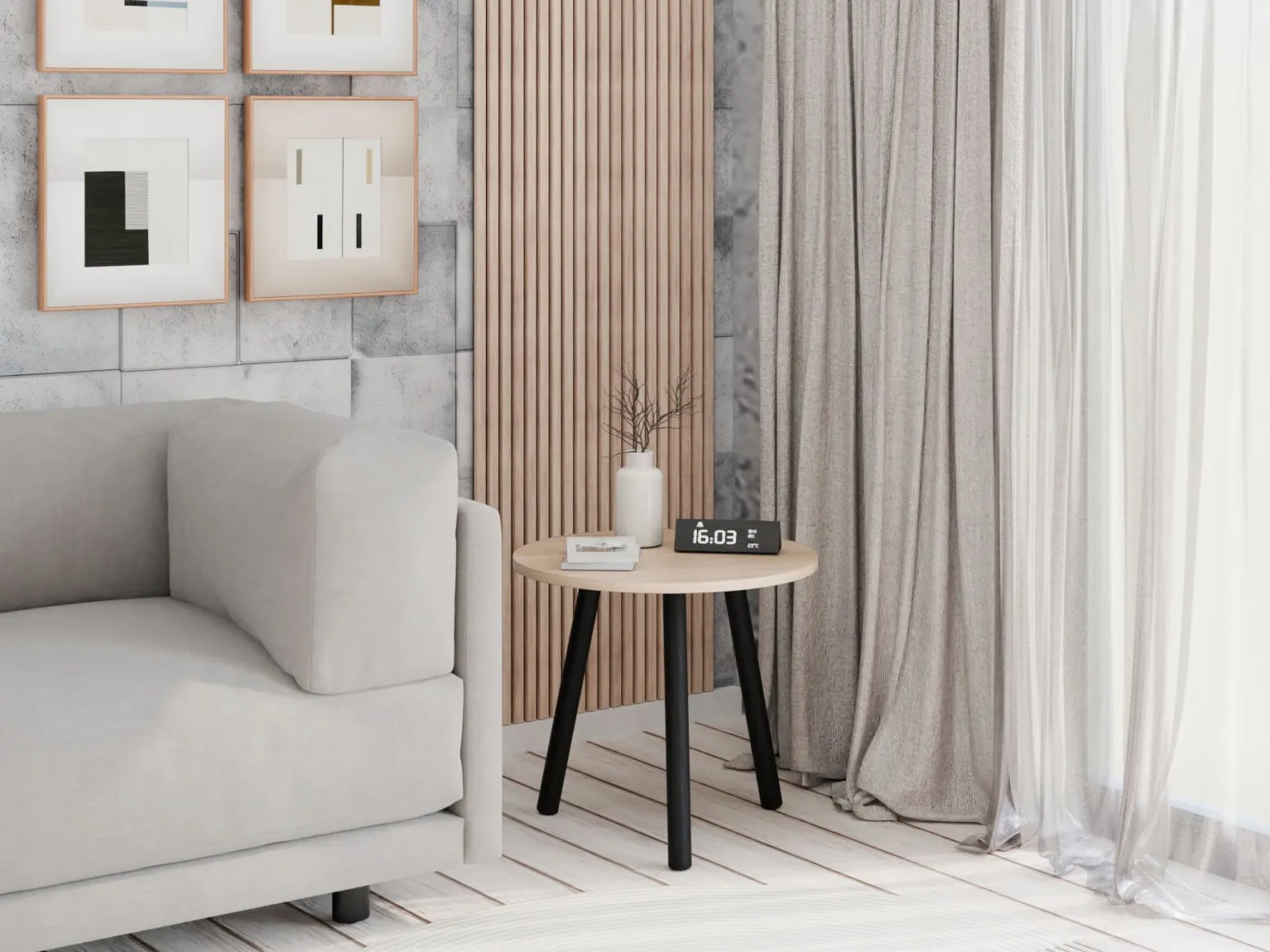 Kawowy Okrągły Stolik Ława Loft Industrial Salon 55 cm