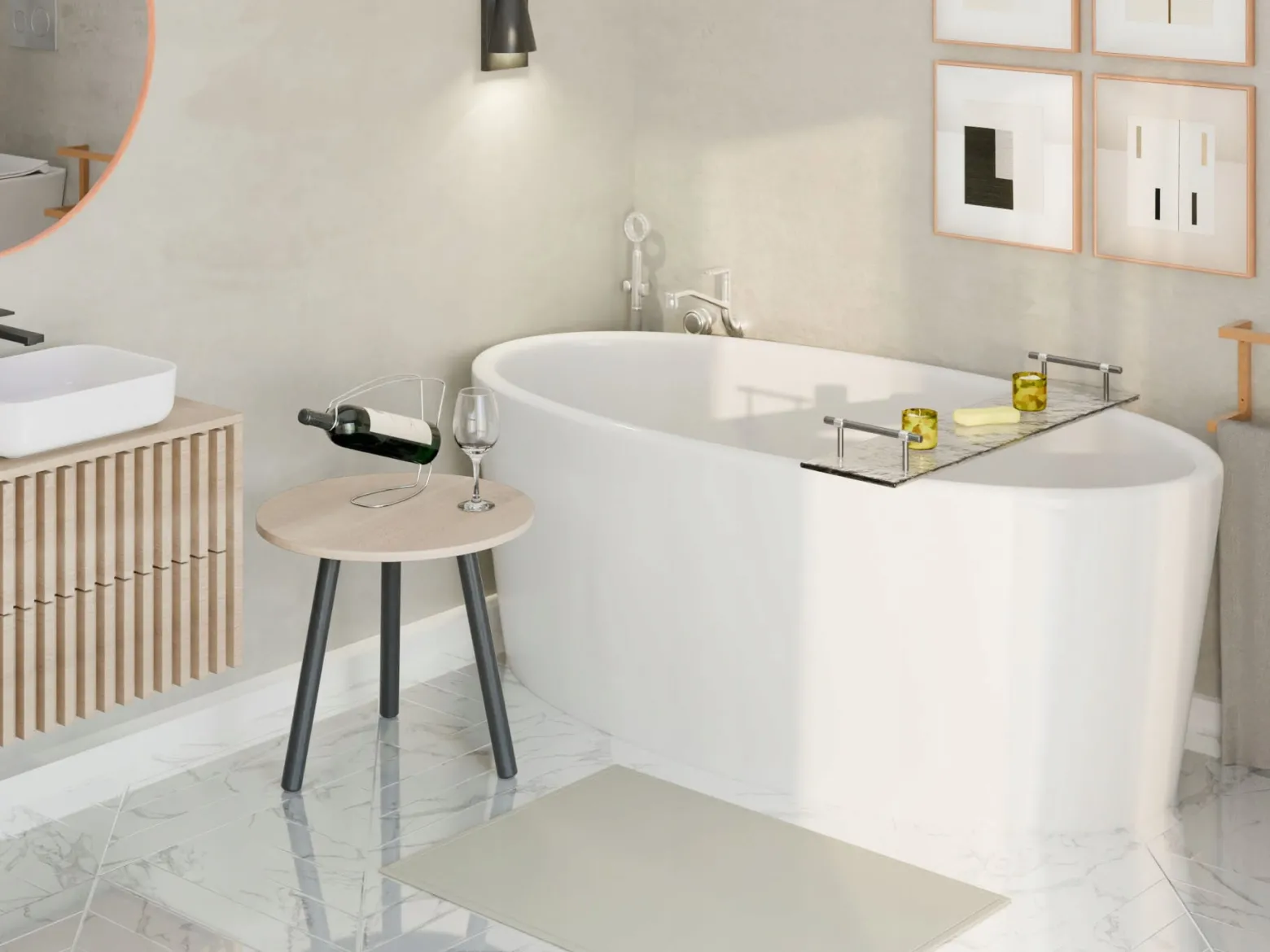Kawowy Okrągły Stolik Ława Loft Industrial Salon 55 cm