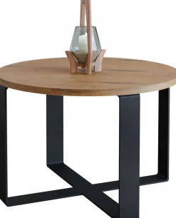 Kawowy Okrągły Stolik Ława Loft Industrial Salon 55 cm Metalowy Stelaż