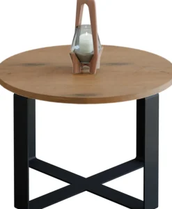 Kawowy Okrągły Stolik Ława Loft Industrial Salon 55 cm Metalowy Stelaż