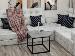 Kawowy Stolik Czarny z profilu Loft Blat Beton