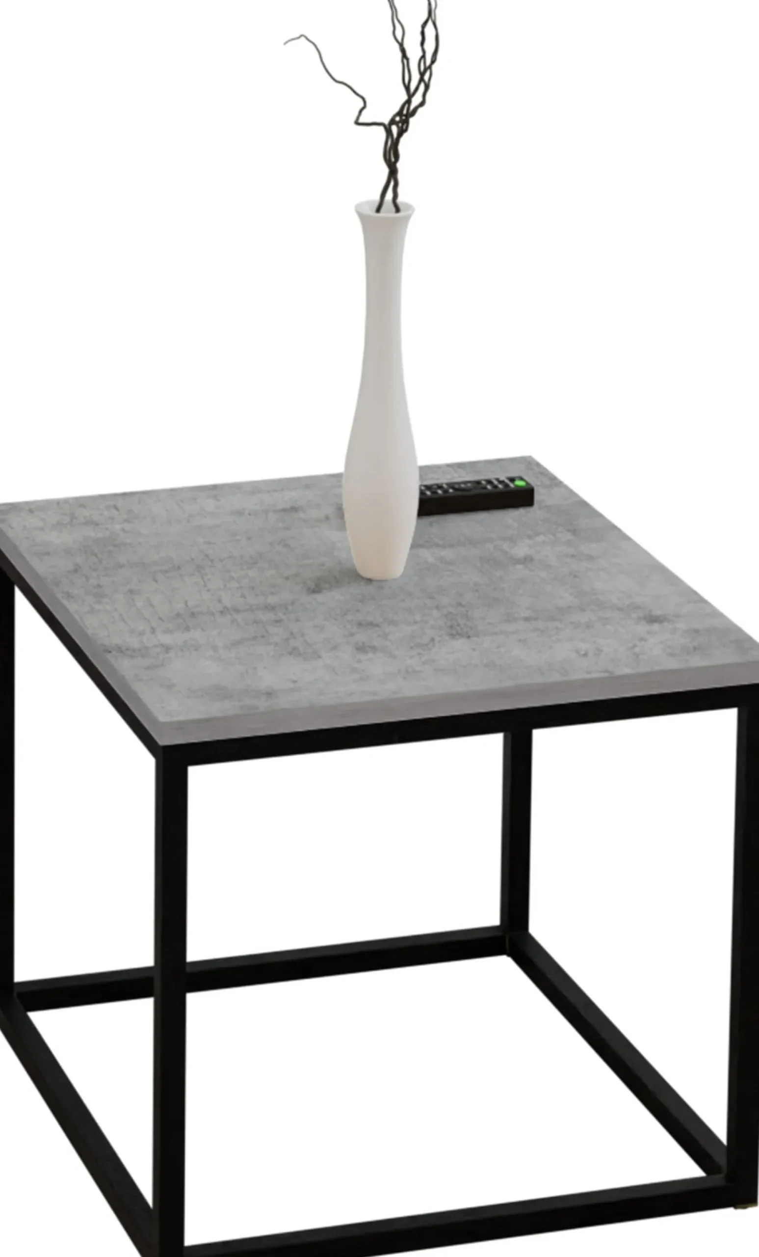 Kawowy Stolik Czarny z profilu Loft Blat Beton