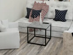 Kawowy Stolik Czarny z profilu Loft Blat Beton