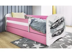 Łóżko Babydreams różowe Auto sportowe z szufladą materac piankowy 180x80